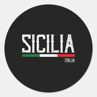 Pegatina Redonda Bandera Sicilia Sicily Palermo Italia