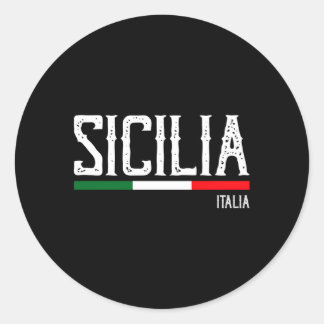 Pegatina Redonda Bandera Sicilia Sicily Palermo Italia