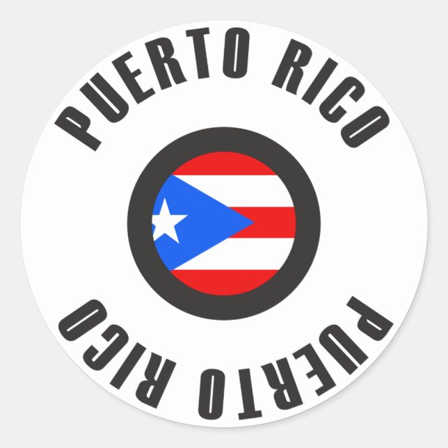 Pegatina Redonda Bandera simple de Puerto Rico (Anverso)