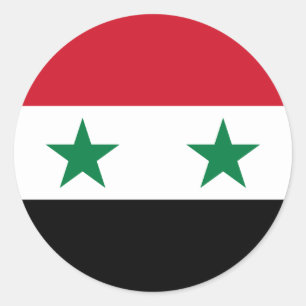 Pegatina Redonda Bandera siria, bandera de Siria