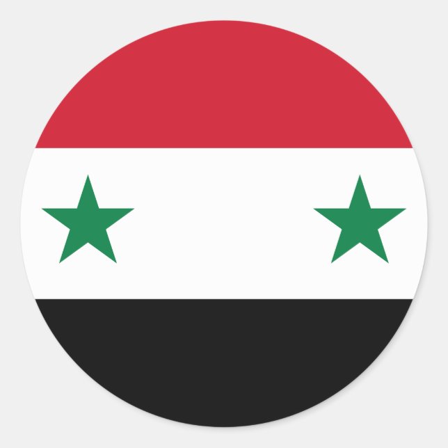 Pegatina Redonda Bandera siria (siria) (Anverso)