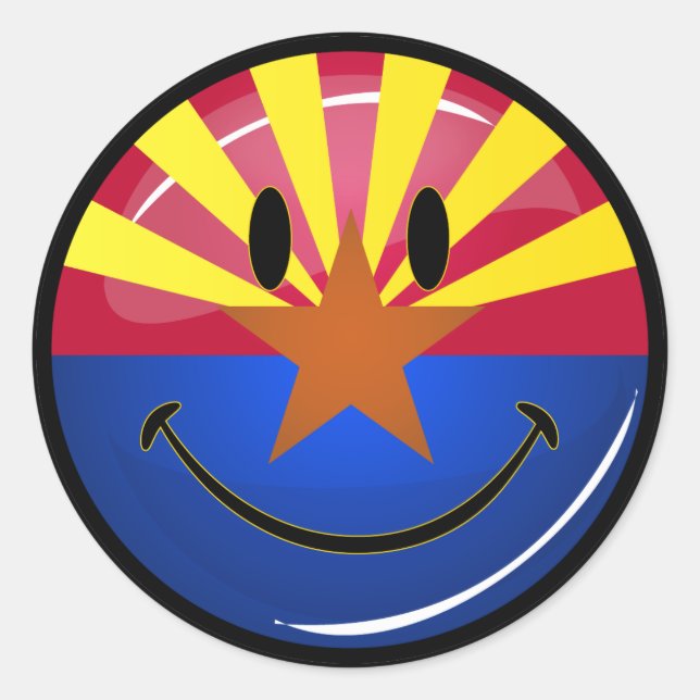 Pegatina Redonda Bandera sonriente de Arizona (Anverso)