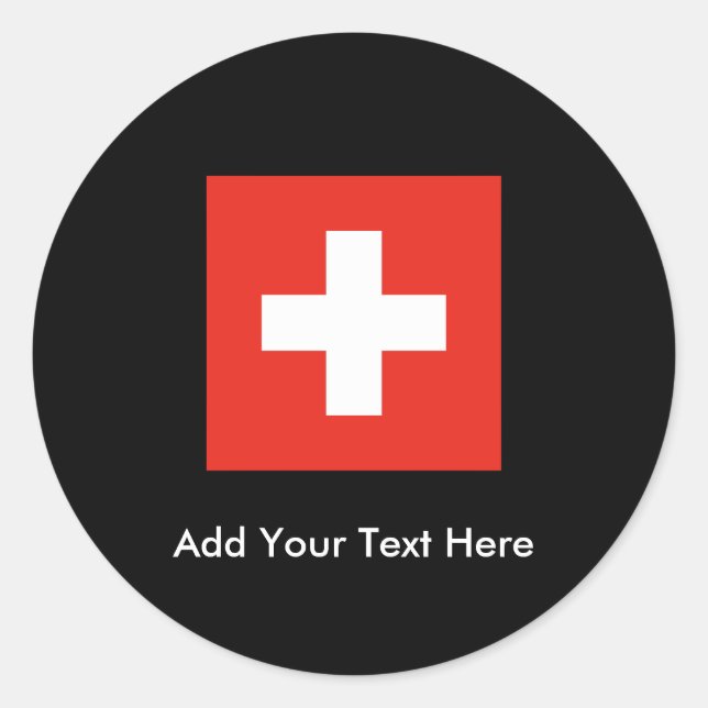 Pegatina Redonda Bandera suiza (Anverso)