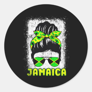 Pegatina Redonda Bandera Sungles Black Woman Melanin Queen Afro
