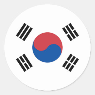 Pegatina Redonda Bandera surcoreana, bandera de Corea del Sur