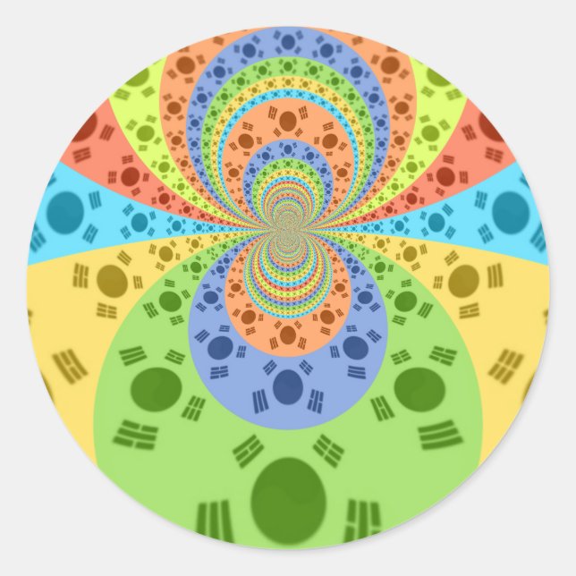 Pegatina Redonda Bandera surcoreana inspira arte abstracto (Anverso)