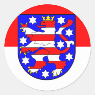 Pegatina Redonda Bandera - Thuringia Thüringen de Flagge - de Fahn