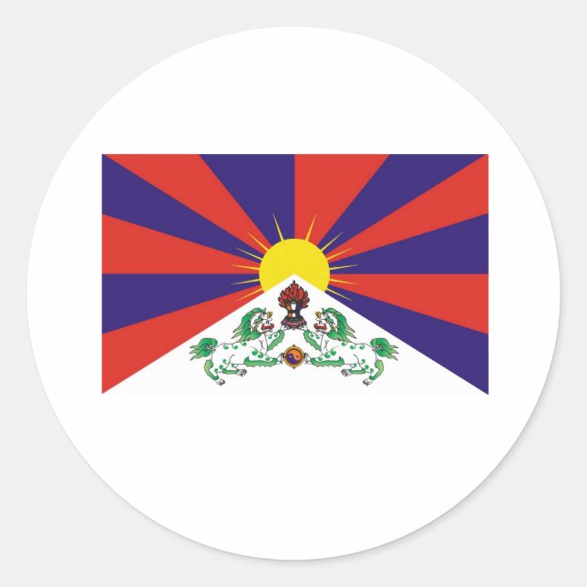 PEGATINA REDONDA BANDERA TIBETANA (Anverso)