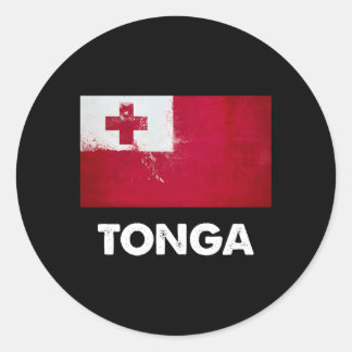 Pegatina Redonda Bandera tonga de Tonga