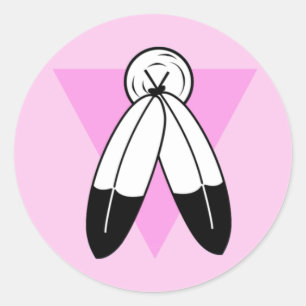 Pegatina Redonda Bandera triangular rosa de dos ángulos