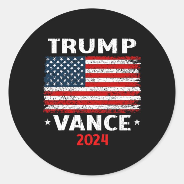 Pegatina Redonda Bandera Trump Vance 2024 Vp Vicepresidente (Anverso)