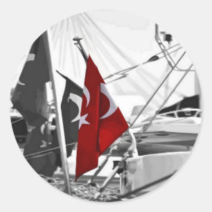 Pegatina Redonda Bandera turca - Al Sancak