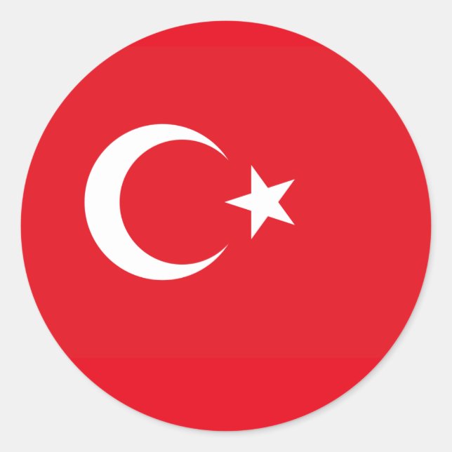 Pegatina Redonda Bandera turca, bandera de Turquía (Anverso)