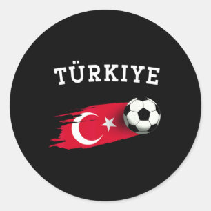 Pegatina Redonda Bandera turca Bandera de Turquía Fútbol turco Fútb