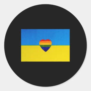 Pegatina Redonda Bandera ucraniana Apoyo Me mantengo con Ucrania