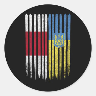 Pegatina Redonda Bandera ucraniana bielorrusa de Ucrania Bielorrusi