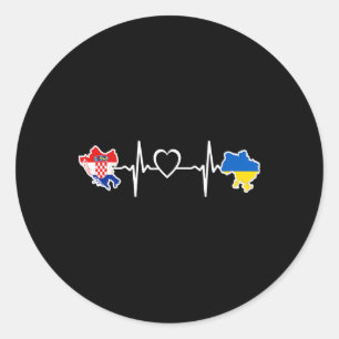 Pegatina Redonda Bandera ucraniana croata - Ucrania Croacia Latido