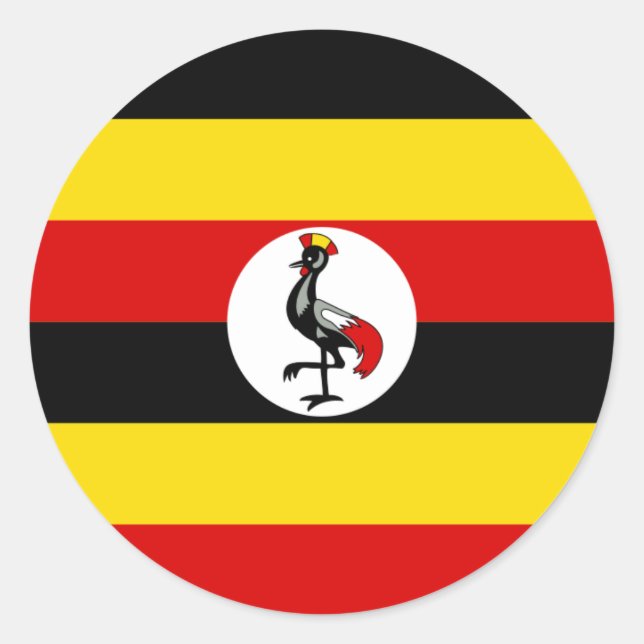 Pegatina Redonda Bandera ugandesa, bandera de Uganda (Anverso)