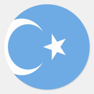 Pegatina Redonda Bandera uigur del Turkestán oriental