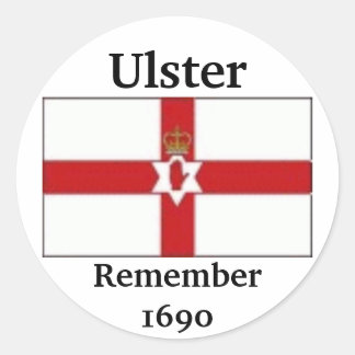 Pegatina Redonda Bandera Ulster, Ulster, Remember1690