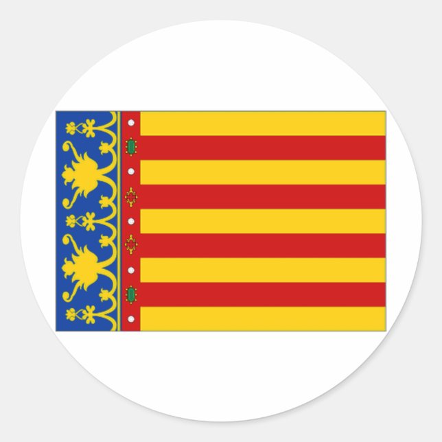 Pegatina Redonda Bandera valenciana (Anverso)