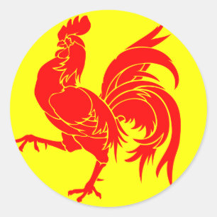 Pegatina Redonda Bandera valona (Bélgica) - Drapeau de la Wallonie