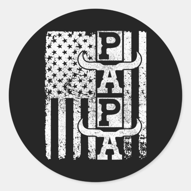 Pegatina Redonda Bandera Vaquero Papá Cumpleaños Padre Ensayo Papel (Anverso)