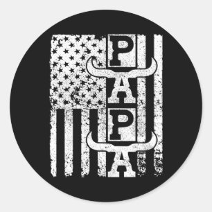 Pegatina Redonda Bandera Vaquero Papá Cumpleaños Padre Ensayo Papel