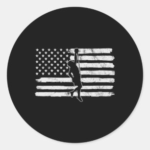 Pegatina Redonda Bandera vintage de Estados Unidos del 4 de julio p