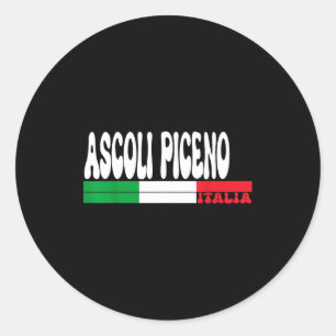 Pegatina Redonda Bandera vintage de Italia ciudad de Ascoli Piceno 