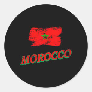 Pegatina Redonda Bandera vintage de Marruecos marroquí Orgullo 2026