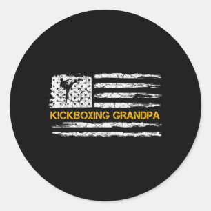 Pegatina Redonda Bandera Vintage De Usa Luchador De Mma Kickboxing