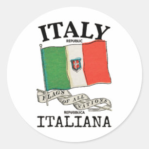 Pegatina Redonda Bandera vintage del país Italia