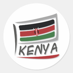 Pegatina Redonda Bandera X del Orgullo de Kenia