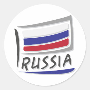Pegatina Redonda Bandera X del Orgullo Ruso