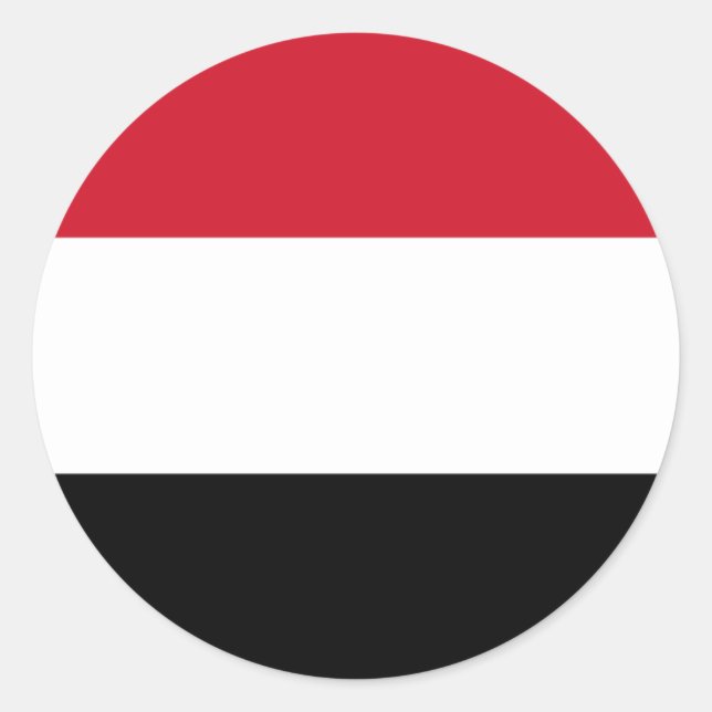 Pegatina Redonda Bandera yemení, bandera de Yemen (Anverso)