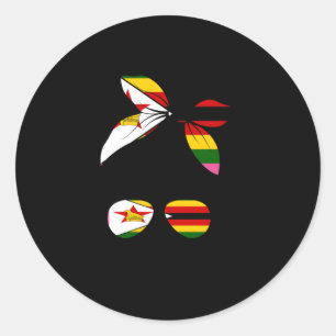 Pegatina Redonda Bandera Zimbo de Zimbabue