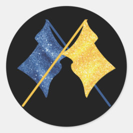 Pegatina Redonda Banderas azules y doradas