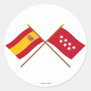 Pegatina Bandera España Ondeante Plastificada Color Rojo/Amarillo Tamano  5.5x7.5cm