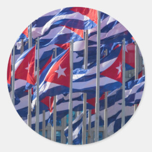 Pegatina Redonda Banderas cubanas, La Habana, Cuba