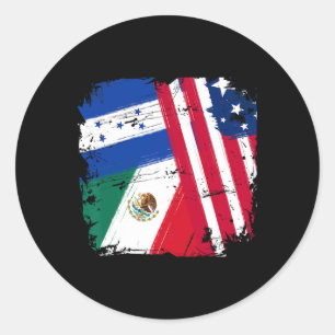 Pegatina Redonda Banderas de Estados Unidos México Honduras 