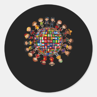 Pegatina Redonda Banderas De La Diversidad Cultural Mundial Alreded