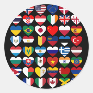 Pegatina Redonda Banderas De Los Países Del Mundo