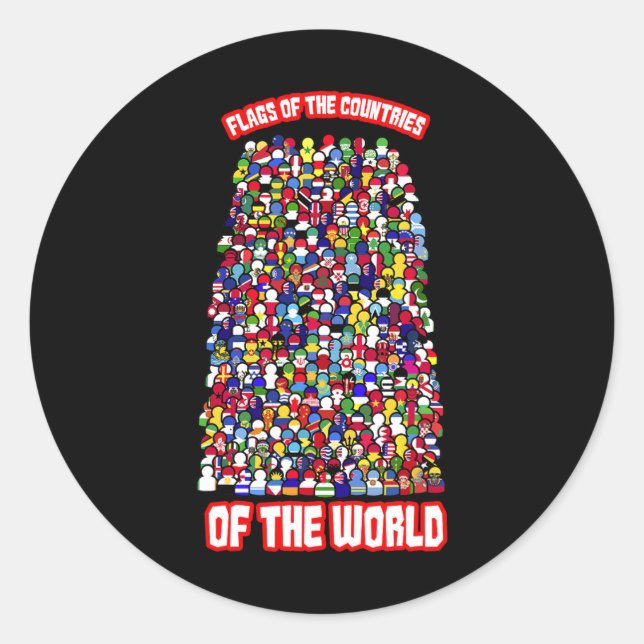 Pegatina Redonda Banderas De Los Países Del Mundo Internacional (Anverso)