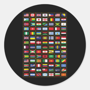 Pegatina Redonda Banderas De Los Países Del Mundo Internacional