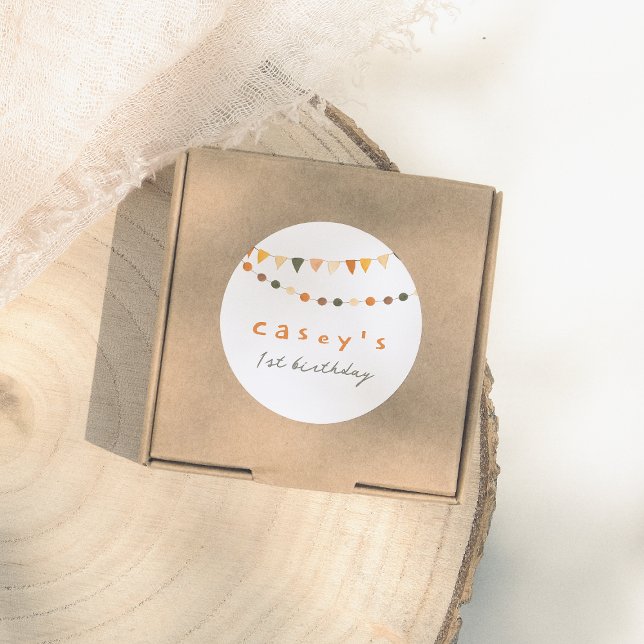 Pegatina Redonda Banderas del Boho Bunting Gender Neutrday Party (Subido por el creador)