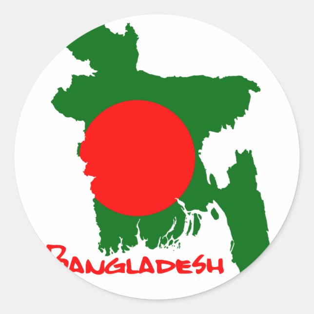 Pegatina Redonda Bangladesh Map (Anverso)
