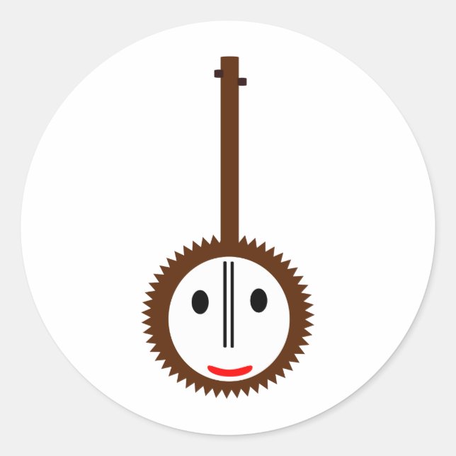 Pegatina Redonda Banjo feliz (Anverso)