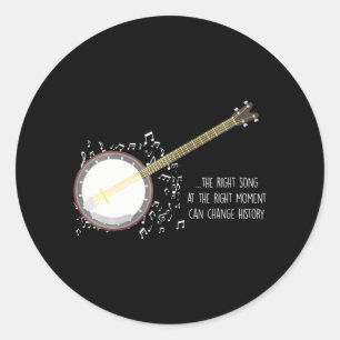 Pegatina Redonda Banjo Player Music Notes Bluegrass Stringband