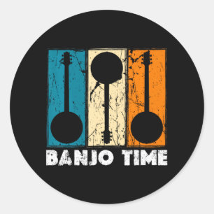 Pegatina Redonda Banjo Time Bluegrass Banjo Player